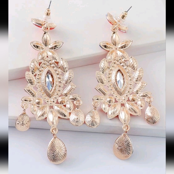 RHINESTONE STATEMENT EARRINGS - Picture 2 of 4